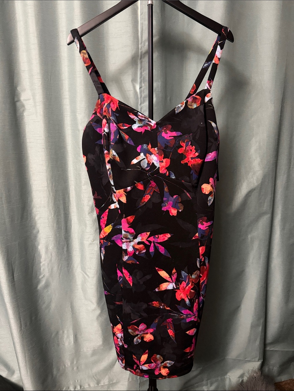Torrid Black Floral Mini Scuba Bodycon dress 1XL (14-16)